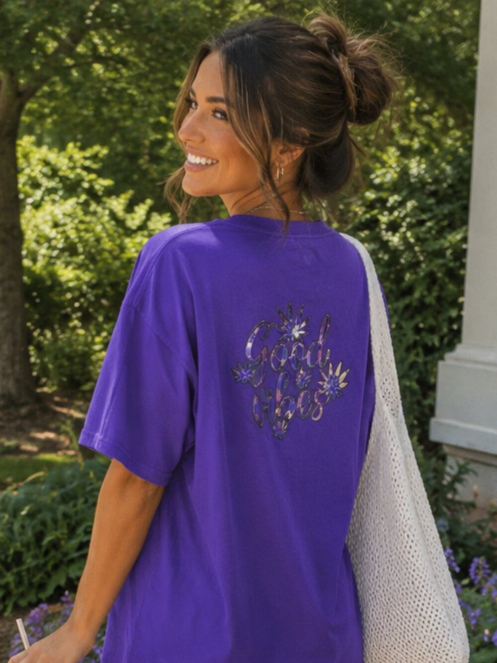 Gildan Good Vibes Purple Graphic Tee